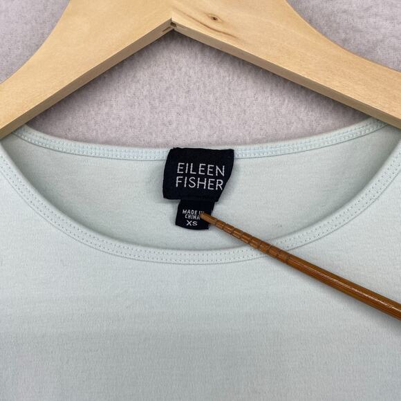 EILEEN FISHER Top XS Cotton Interlock Jersey Crewneck Short Sleeve Light Blue - Picture 5 of 11